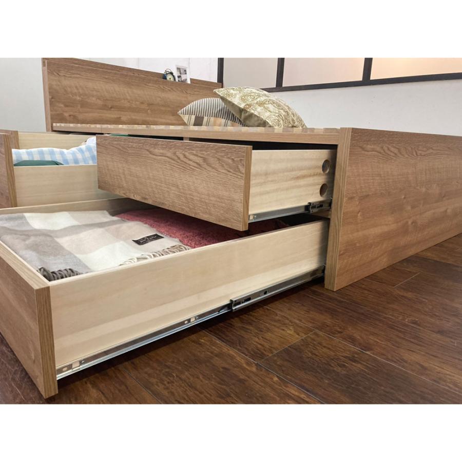 ベッド ベッドフレーム 日本製 桐 引き出し収納 すのこ ≪ダブル≫天然木調収納すのこベッド 棚なし 811117｜dinos｜04