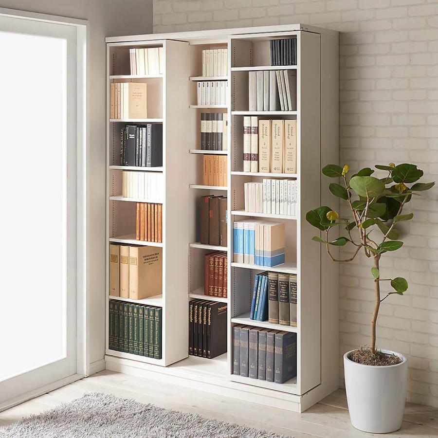 本格仕様 快適スライド本棚 3列 幅127高さ90cm 本棚 ラック シェルフ ブックシェルフ 書棚 628258_3