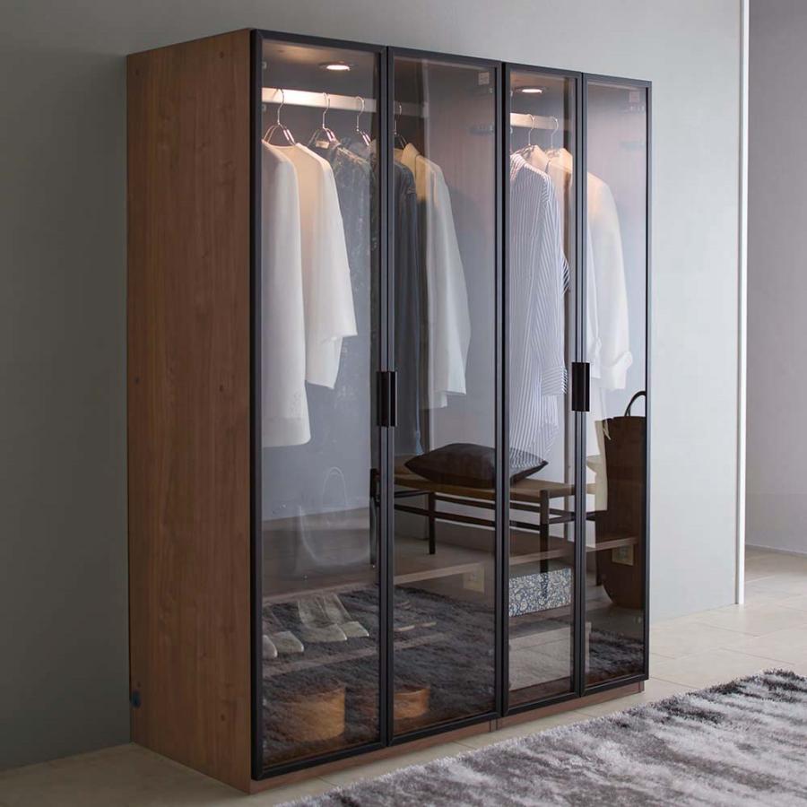 dinos（ディノス） ガラス扉のLED ギャラリーワードローブ 幅80cm 衣類