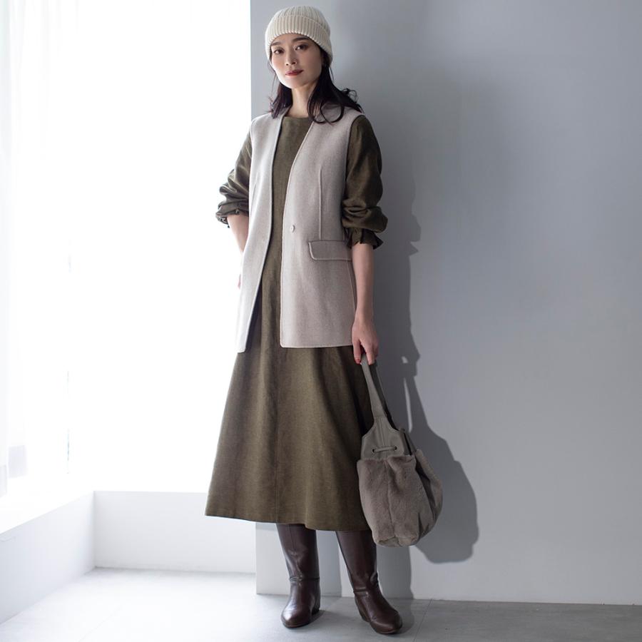 dinos（ディノス） ブラッシュリネン ウエストタックワンピース