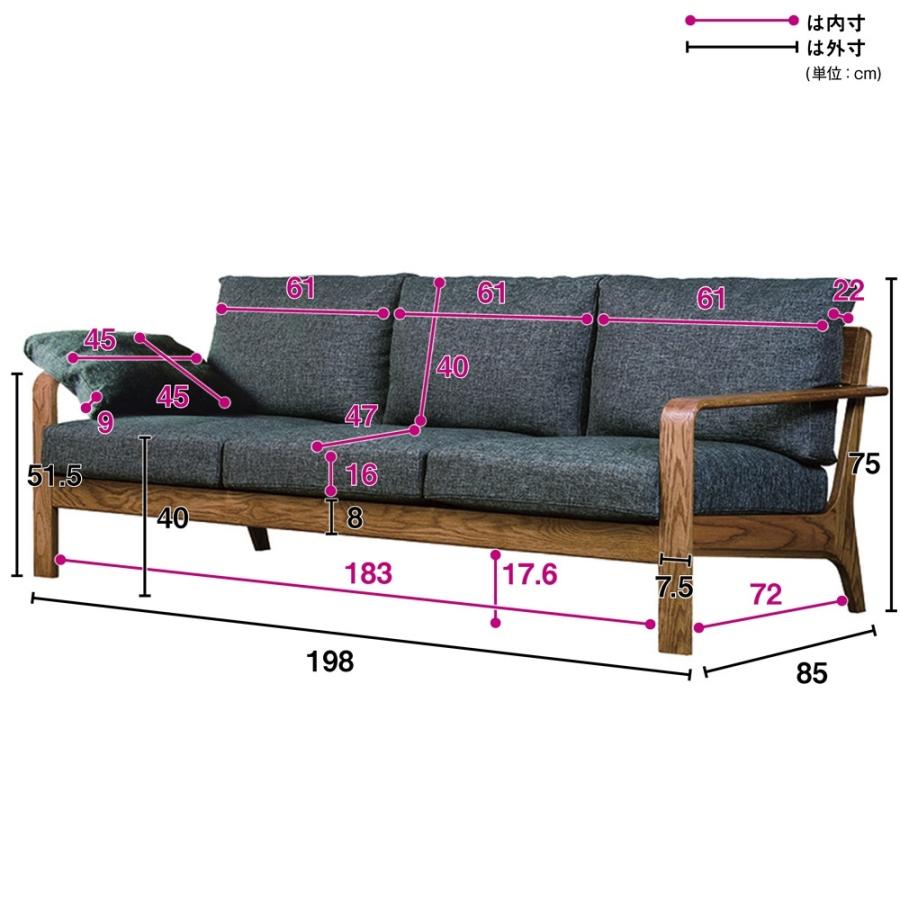 家具 収納 ソファー 3人掛けソファー 3pソファー A Tempo アテンポ オーク天然木 木製フレームソファ 3人掛け 幅198cm H ディノス Paypayモール店 通販 Paypayモール