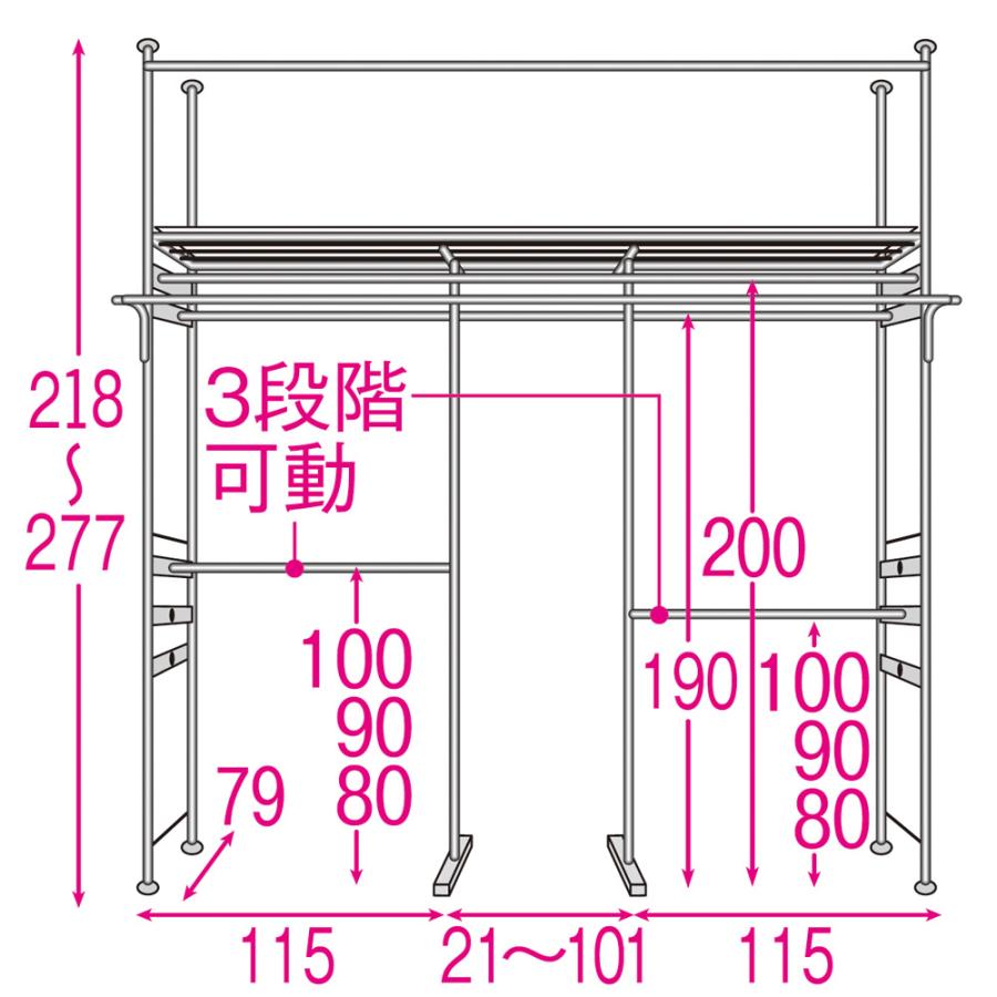 dinos（ディノス） 奥行79cm 上下カーテン付き突っ張り頑丈ハンガー