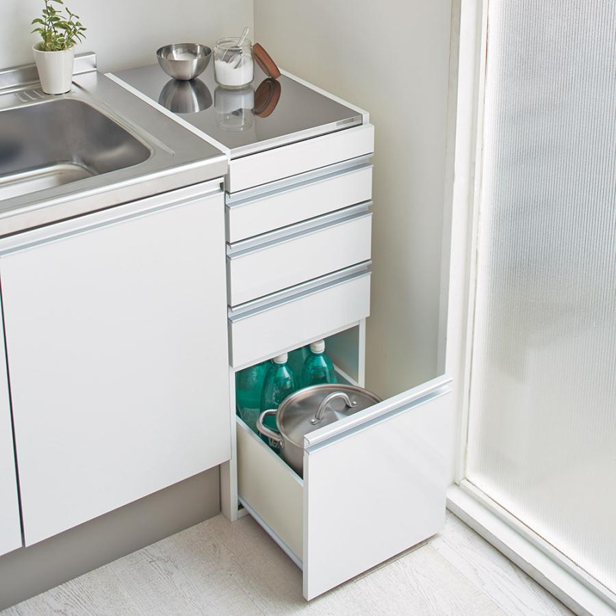 Al完売しました 家具 収納 キッチン収納 食器棚 キッチン隙間収納 光沢仕上げダブルステンレス天板すき間収納庫 ロータイプ高さ85cm 幅15cm Materialworldblog Com