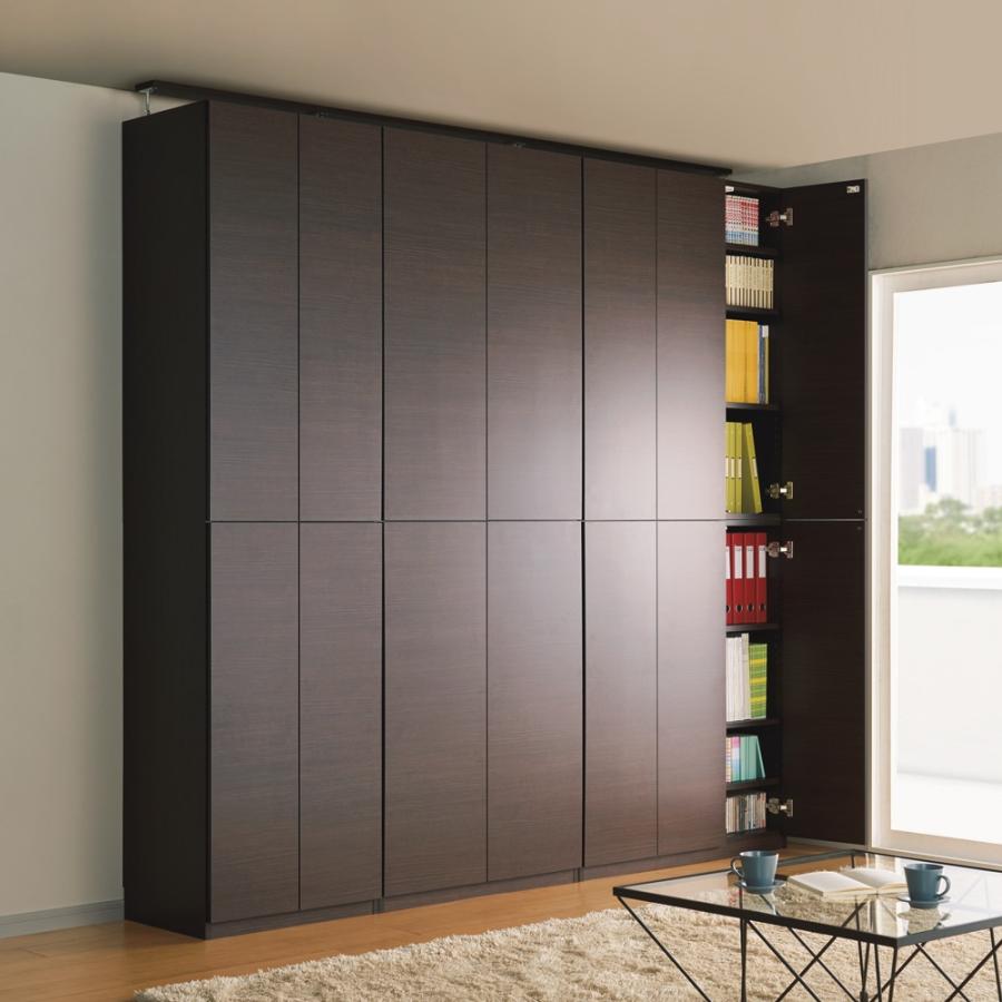 ディノス家具 ラック シェルフ 薄型 天井突っ張り 引き戸 壁面収納本棚