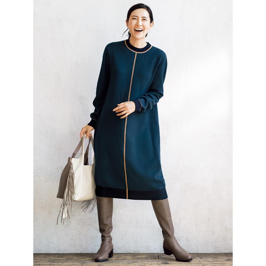 特注オーダー ファッション ワンピース チュニック 配色ライン使い メリノウールニットワンピース ディノス Paypayモール店 通販 Paypayモール 激安を販売 Paynow Universalpapershredding Com