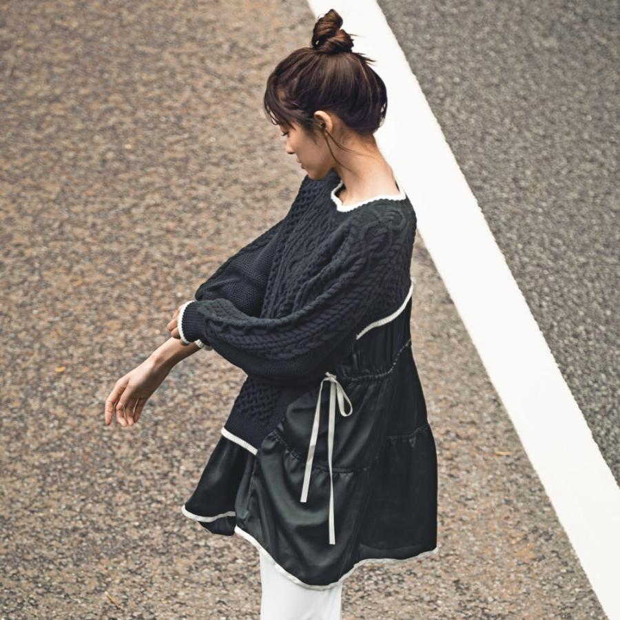 ファッション ワンピース チュニック 布帛使い アランニット チュニック ディノス Yahoo ショッピング店 通販 Yahoo ショッピング