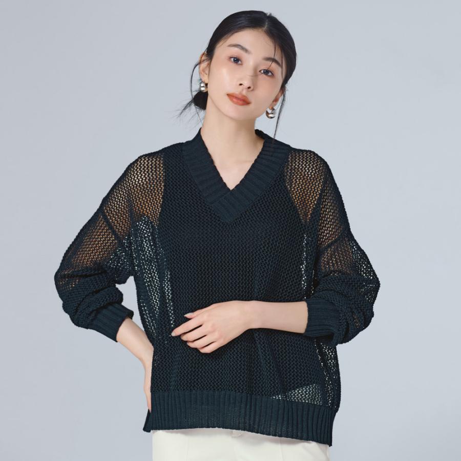 ギマ加工ニット メッシュ プルオーバー ニット セーター ニットセーター 103503 dinos（ディノス） ギマ加工ニット メッシュ プルオーバー ニット