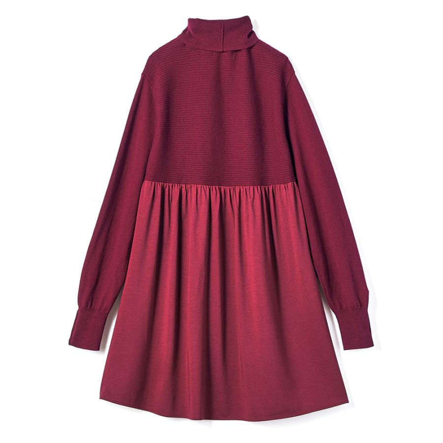 ニット×ジャージードッキング チュニック チュニック 長袖 七分袖