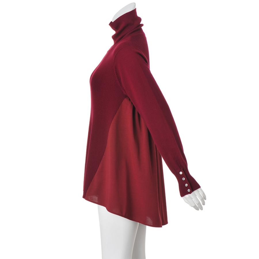 ニット×ジャージードッキング チュニック チュニック 長袖 七分袖