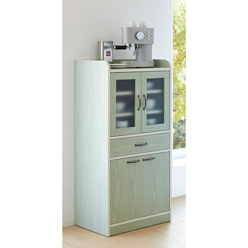 DINOS ディノス ミニ食器棚 レンジ台大 ホワイト 高さ120.5cm