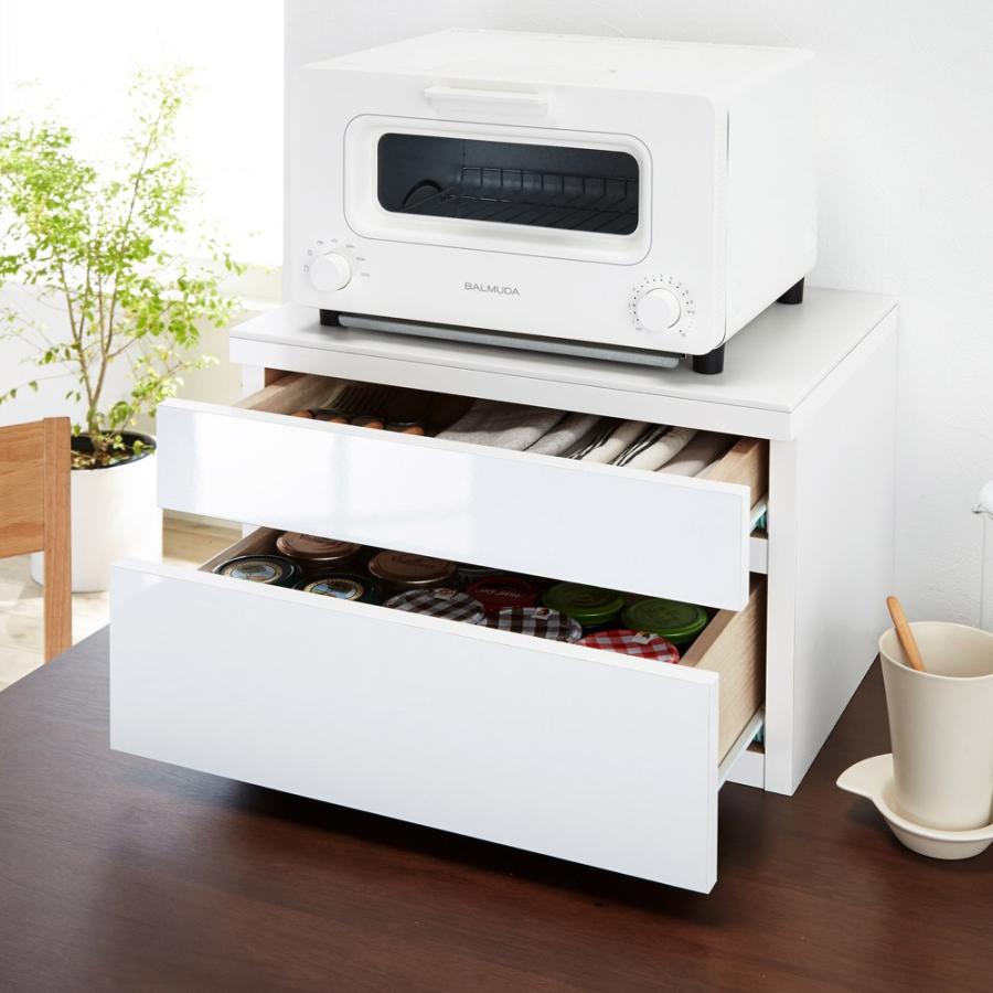 メーカー包装済 家具 収納 キッチン収納 食器棚 キッチンストッカー 食品ストッカー 人工大理石天板のカウンター上収納 幅45cm 引き出し2段 新版 Atempletonphoto Com