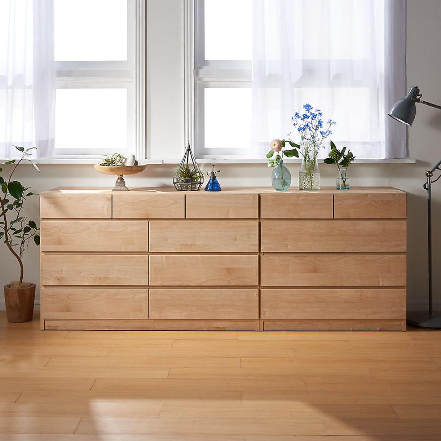 2つ重ね整理タンス　120ワイドチェスト ローチェスト 完成品 木製 幅120-2段 整理タンス 収納チェスト 北欧風