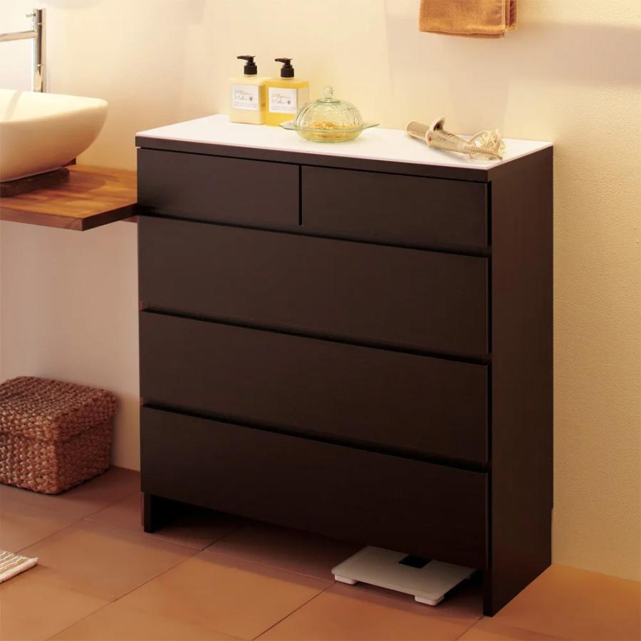 家具 収納 トイレ収納 洗面所収納 汚れに強い人工大理石トップ 天板 の薄型ランドリーチェスト 幅75cm ディノス Paypayモール店 通販 Paypayモール