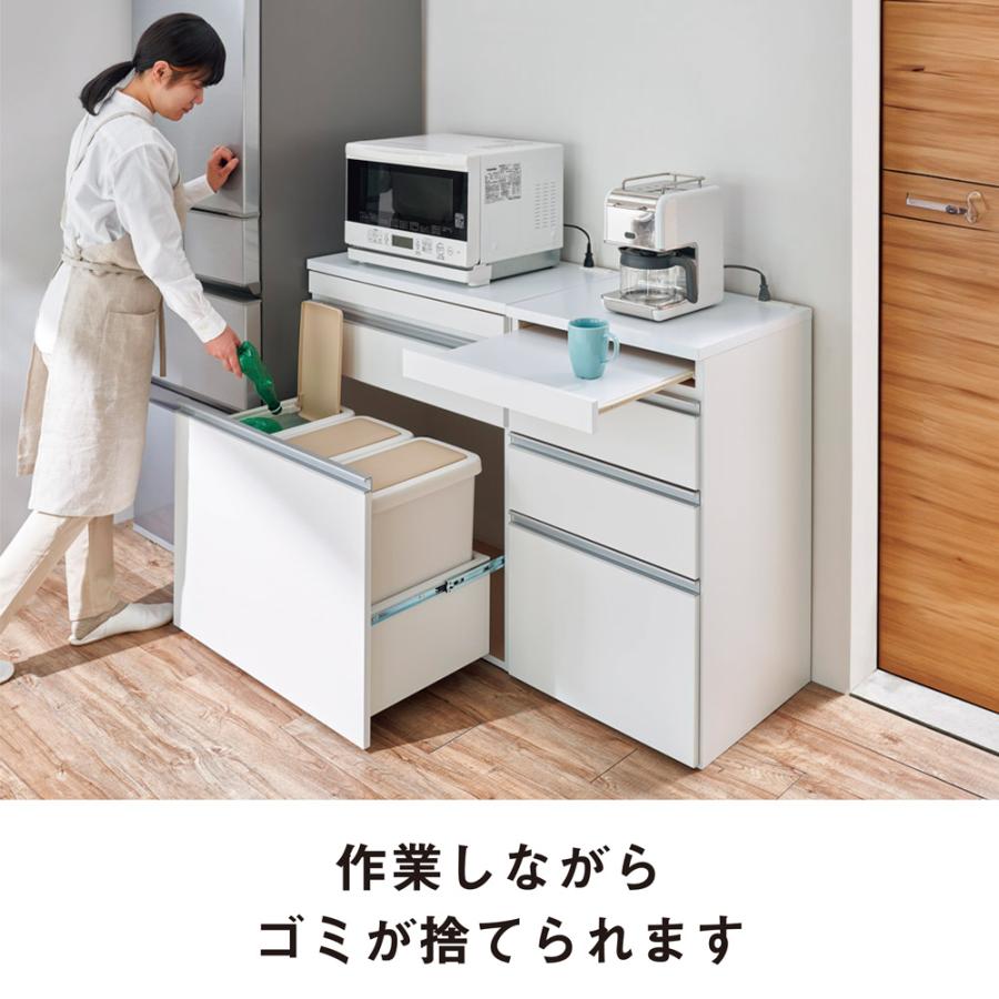 組立不要 スライドテーブル付きキッチン収納 引き出し 幅53.5cm キッチン収納 キッチンカウンター 640903の画像
