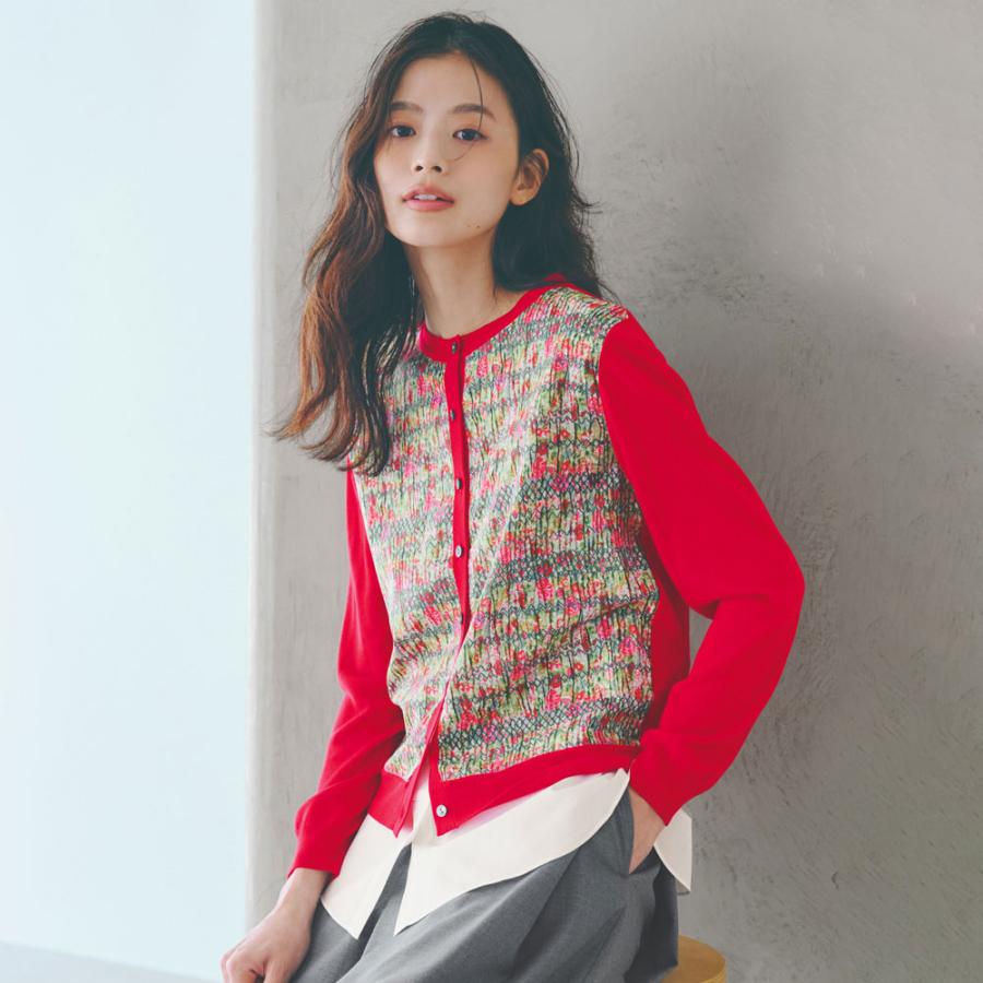 LIBERTY PRINT/リバティプリント ドッキング カーディガン ニット セーター ニットカーディガン 103001 dinos（ディノス） LIBERTY PRINT/リバティプリント ドッキング