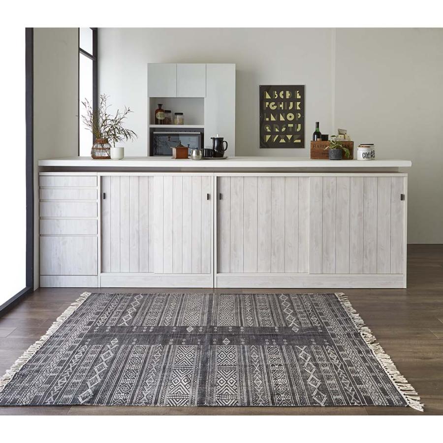 dinos（ディノス） ヴィンテージ調ホワイト木目カウンター下収納庫 幅