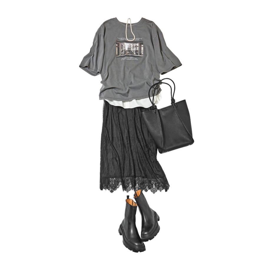 シャンテリーレース風 プルオンスカート スカート フレアスカート