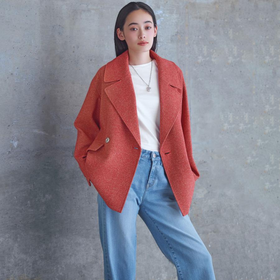 dinos（ディノス） 尾州産 ウールシルク混 ツイードジャケットコート