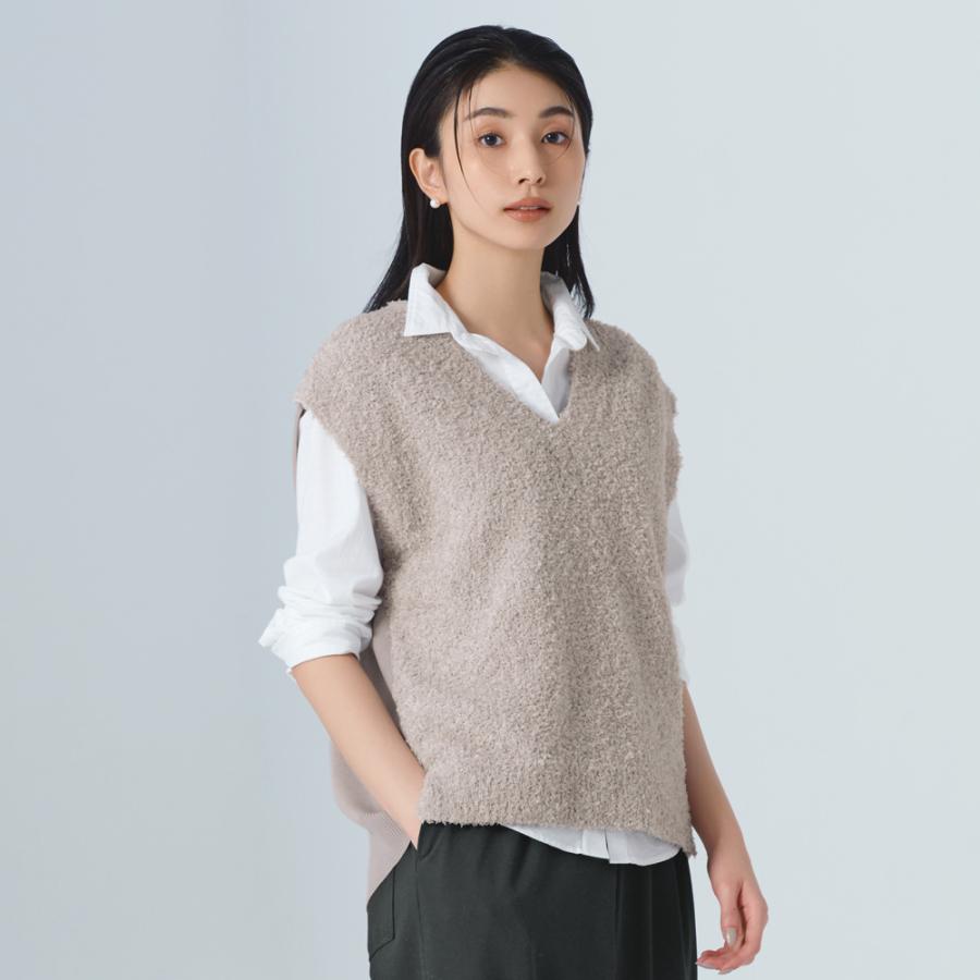 洗える リボンヤーン ニットベスト ニット セーター ニットベスト 103702 dinos（ディノス） 洗える リボンヤーン ニットベスト ニット セーター