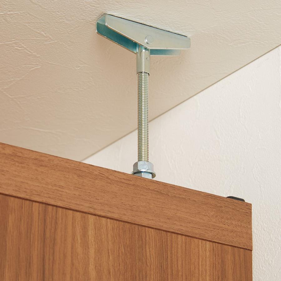≪デスク幅74.5cm＋ ガラス扉 本棚 幅74.5cm≫重厚感のあるがっちりデスクと扉が選べる本棚上下セット＋天井突っ張り金具 机 パソコン PC ワーク 袖机 643921_12