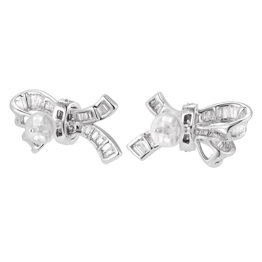 dinos（ディノス） K18WG 1ctバゲットダイヤ リボン ピアス ジュエリー