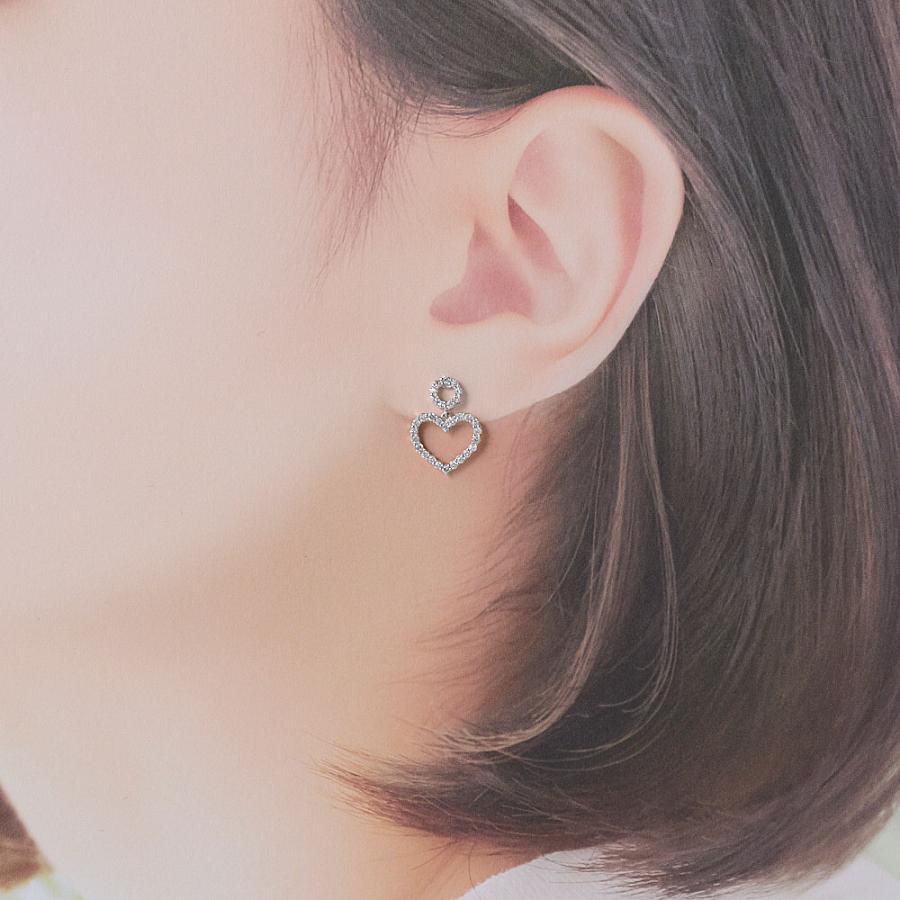 K18 0.5ctダイヤ ハート ピアス ジュエリー アクセサリー ダイヤモンド J12715 ディノスの画像
