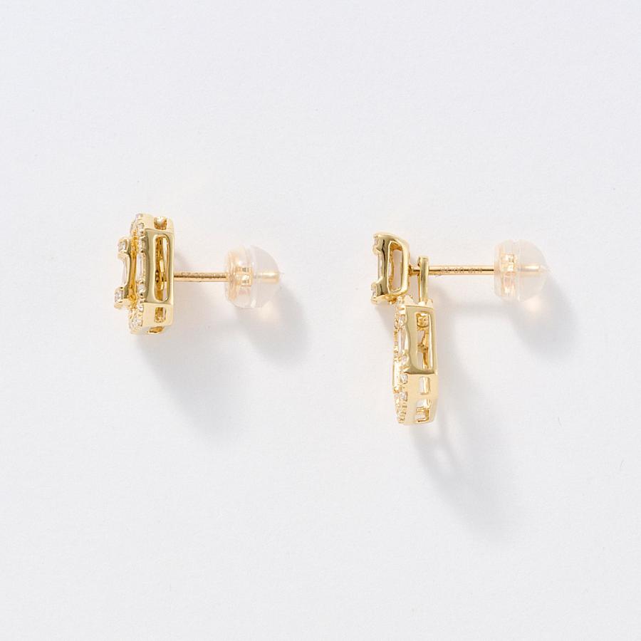 K18 0.5ctダイヤ スクエア 3WAY ピアス ジュエリー アクセサリー ダイヤモンド J13404 ディノスの画像