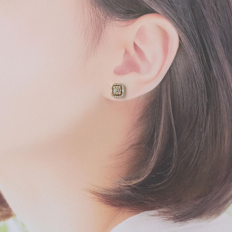 K18 0.5ctダイヤ スクエア 3WAY ピアス ジュエリー アクセサリー ダイヤモンド J13404 ディノスの画像