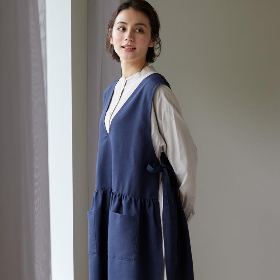紺仁 エプロン　割烹着 生活雑貨 瀧本真奈美さんとつくった2WAYワンピースエプロン エプロン