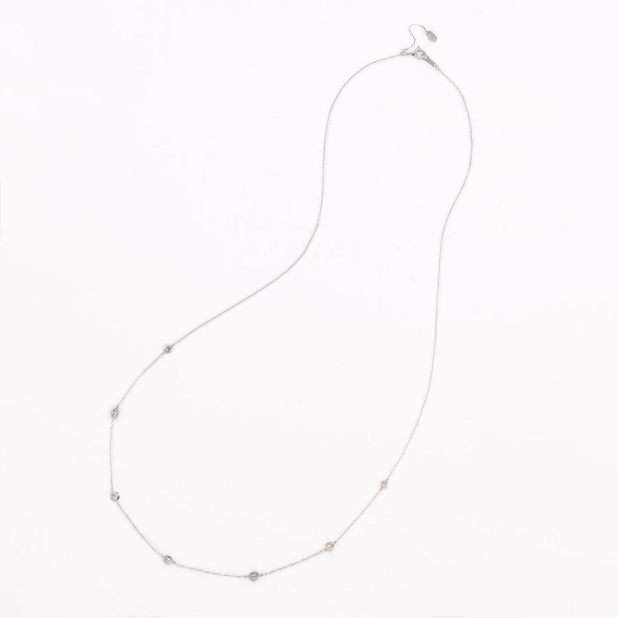 Pt/K18 0.5ctダイヤ ロングステーション ネックレス ジュエリー アクセサリー ダイヤモンド J08313 ディノスの画像