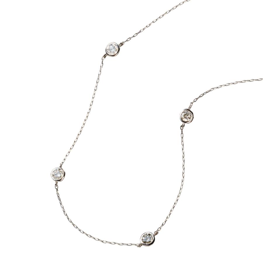 Pt/K18 0.5ctダイヤ ロングステーション ネックレス ジュエリー アクセサリー ダイヤモンド J08313 ディノスの画像