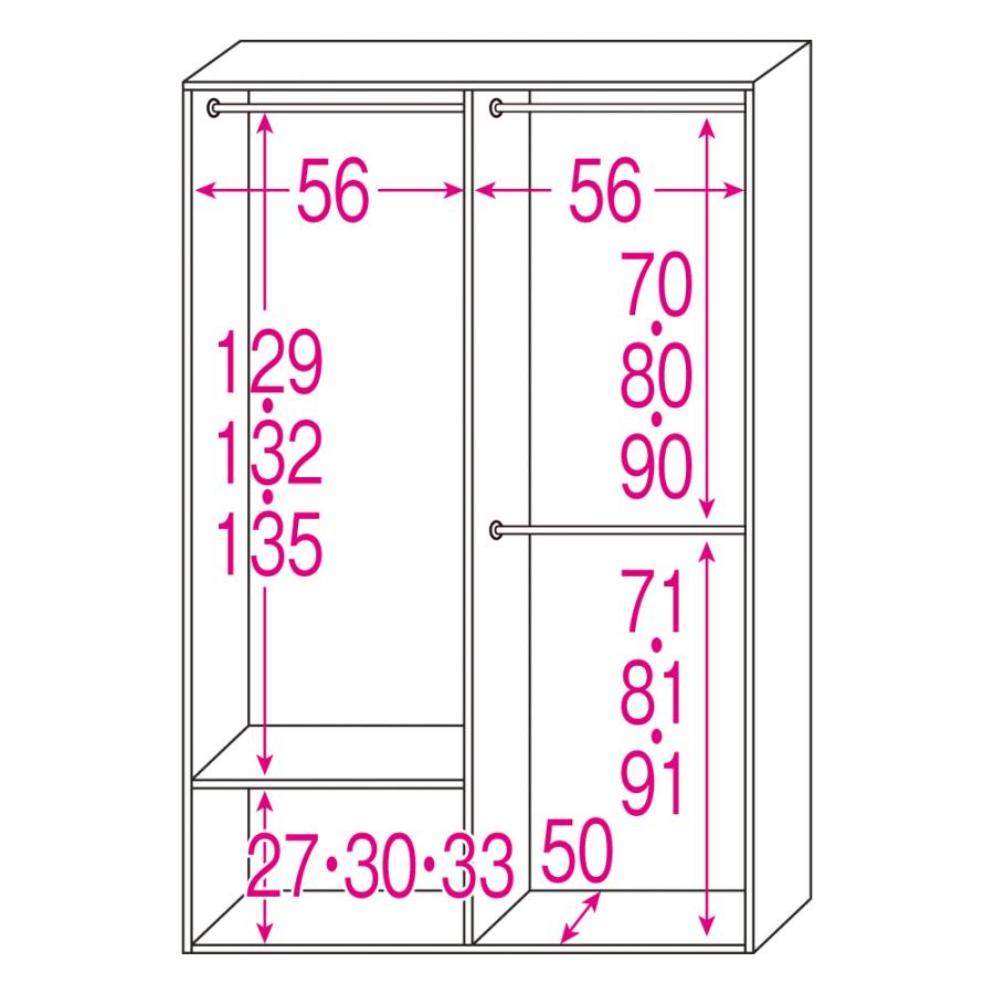 ルーバー 折れ戸クローゼット クローゼット 幅120cm 衣類収納 ワードローブ クローゼット 644710の画像