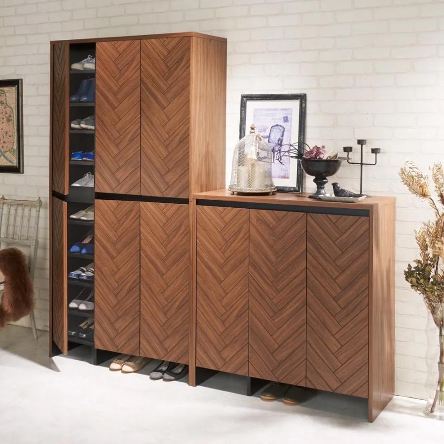 dinos ヘリンボーン柄シューズボックス ロータイプ高さ92cm・幅