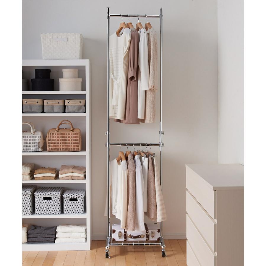 dinos ディノス 幅と高さが伸縮する 頑丈ハンガー dinos（ディノス） 幅と高さが変えられるプロ仕様頑丈ハンガー 上下2段