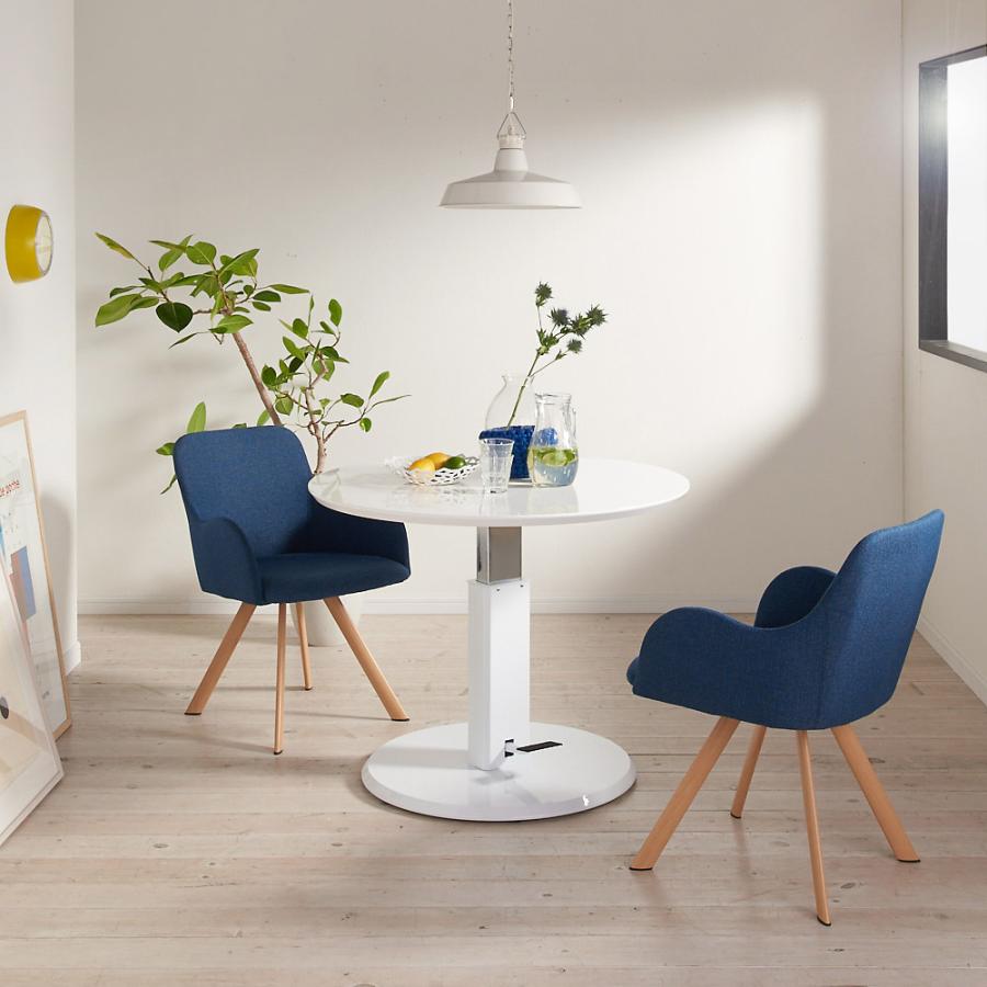 dinos 高さ自由自在 カフェスタイルダイニング 丸形昇降テーブル