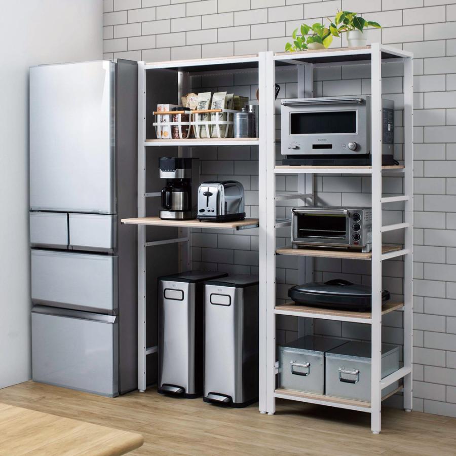 ブルックリン風 キッチンラック 3段 幅60cm ブラック