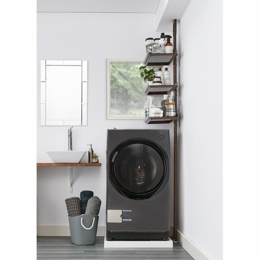 インテリア雑貨 日用品 在庫あり 洗濯用品 アイロン 洗濯機ラック ランドリーラック 幅60cm 奥行31cm 1本脚ですっきり置けるモダンランドリーラック 棚3段