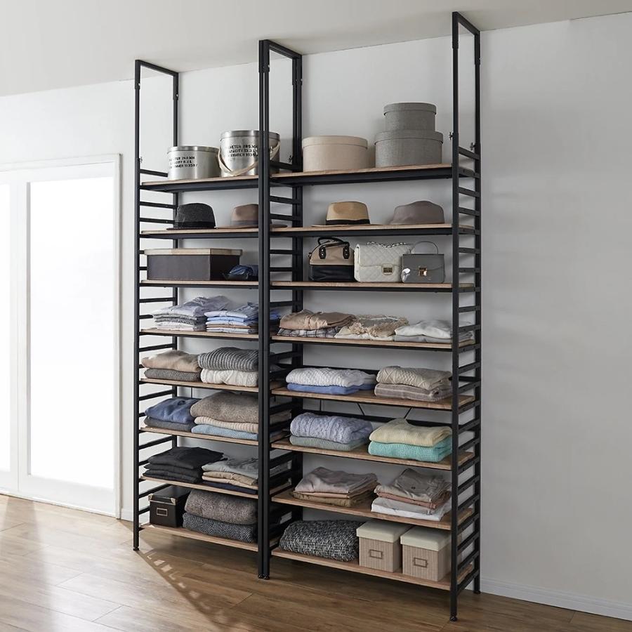 ★【美品】リビング壁面収納 システム収納 ブルックリン風突っ張りラック軽量ラック ☆【美品】リビング壁面収納 システム収納 ブルックリン風突っ張り