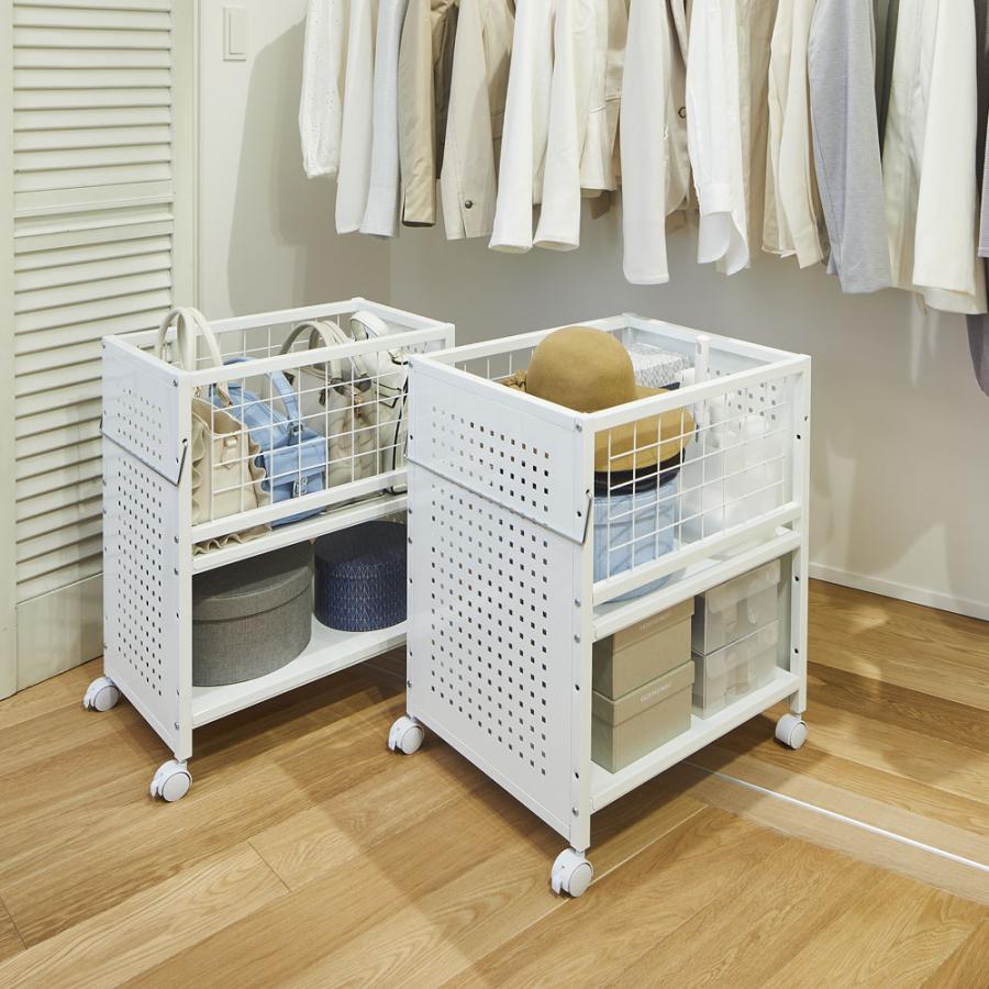 送料込★美品★ディノス　頑丈押し入れ収納ワゴン ホワイト幅45 白　キャスター付 片付けラクラク！頑丈押し入れ収納ワゴン 幅45cm奥行75cm高さ