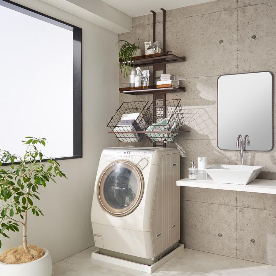 dinos 1本脚ですっきり置けるモダンランドリーラック 棚3段 幅