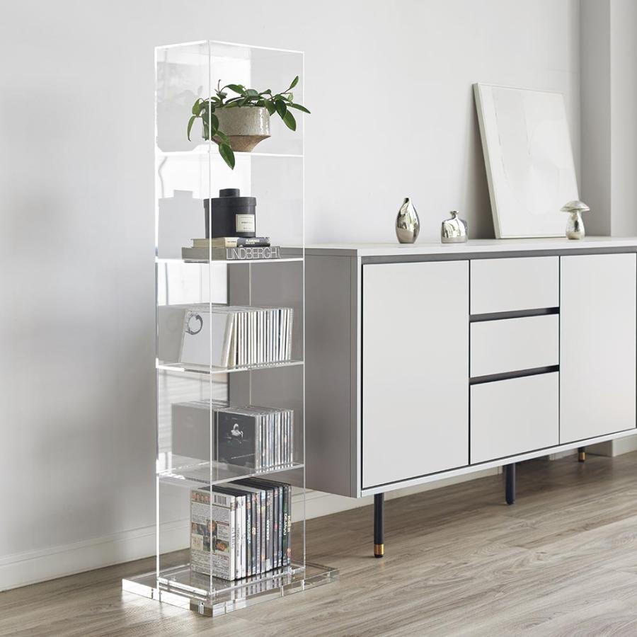 本棚 ディスプレイラック ストッカー dinos（ディノス） ≪DVDタワー ワイド・幅41.5cm≫クリアアクリル