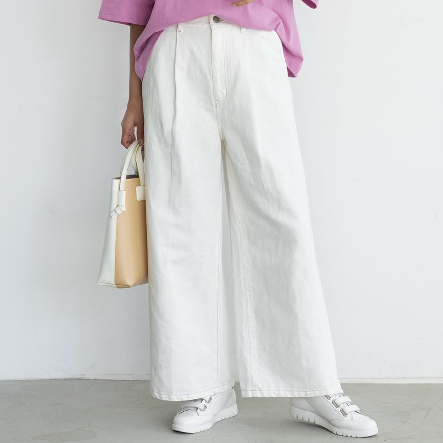 ファッション パンツ ブーツカット ボトムス パンツ ワイドパンツ フレンチリネン混 サフィラン社 フレンチリネン混