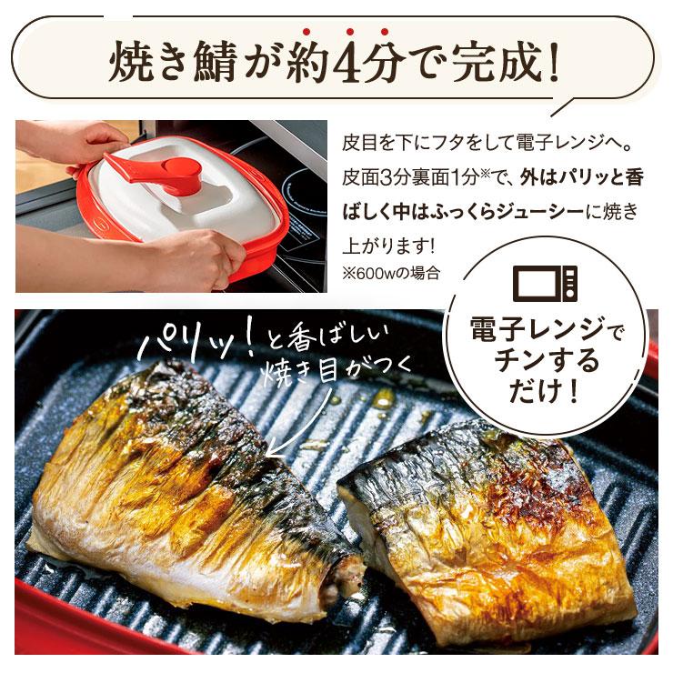 電子レンジ専用調理器 レンジメートプロ レンジ 調理 魚焼き プレート 焼き魚 レンジで焼き魚 時短 料理 食器 焼き目 レンジメートPRO グランデ ディノス AR2151｜dinos｜04