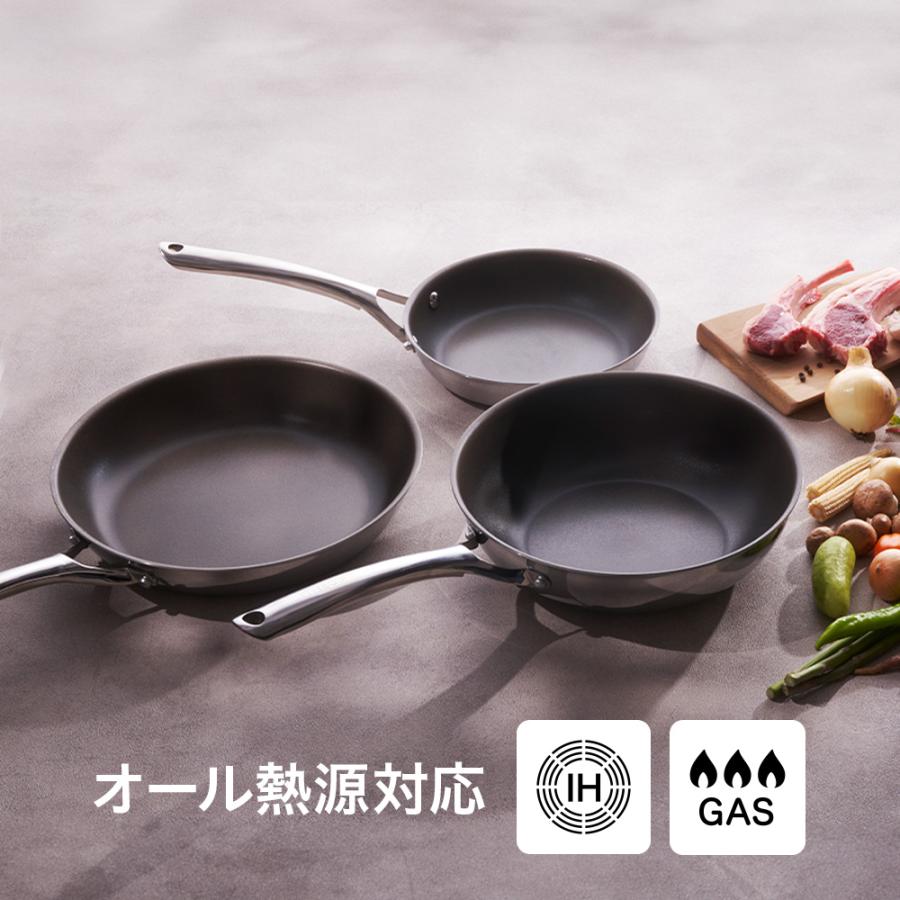 コレール フライパン 26cm 長持ち 焦げ付きにくい ステンレス アルミ 3