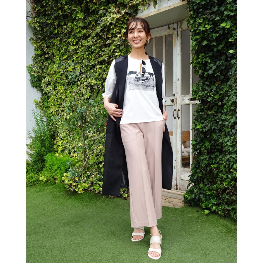 ワイドパンツ レディース 細見え きれいめ パンツ ズボン 夏 涼しい uvカット ウエストゴム ARIKI すっきりセミワイドパンツ AR2725 ARIKI（アリキ） ワイドパンツ レディース 細見え きれいめ パンツ