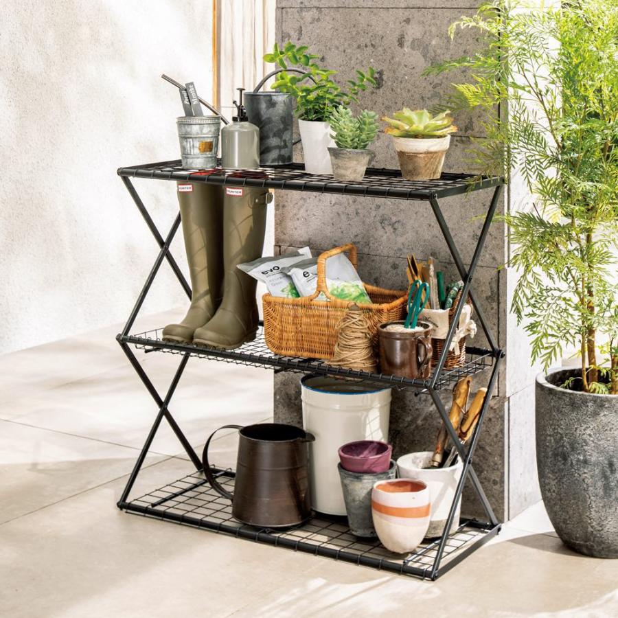 ガーデニング用品 エクステリア プランター 鉢 フラワースタンド 植物に優しいバルコニーラック3段 【折りたたみ式】 G31005  :G31005:ディノス Yahoo!ショッピング店 - 通販 - Yahoo!ショッピング