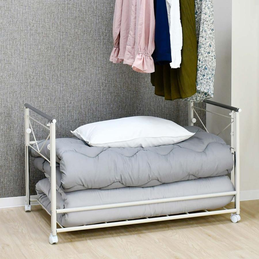 衣類収納 押入収納 クローゼット収納 すのこ 布団収納 頑丈ハンガーラック 押入れ収納 スチール 布団も干せる布団収納ワゴン幅１１１ LM0263 