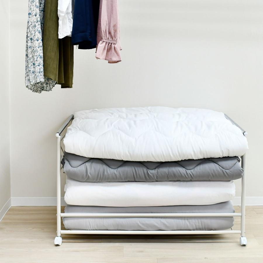 衣類収納 押入収納 クローゼット収納 すのこ 布団収納 頑丈ハンガーラック 押入れ収納 スチール 布団も干せる布団収納ワゴン幅１１１ LM0263 