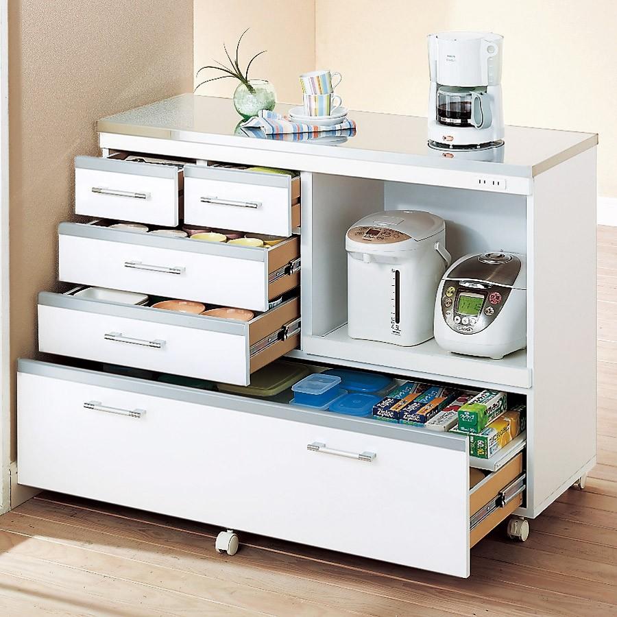 家具 収納 キッチン収納 食器棚 キッチンストッカー 食品ストッカー 収納しやすいステンレストップカウンター 家電収納タイプ幅118cm Lr02 ディノス Paypayモール店 通販 Paypayモール