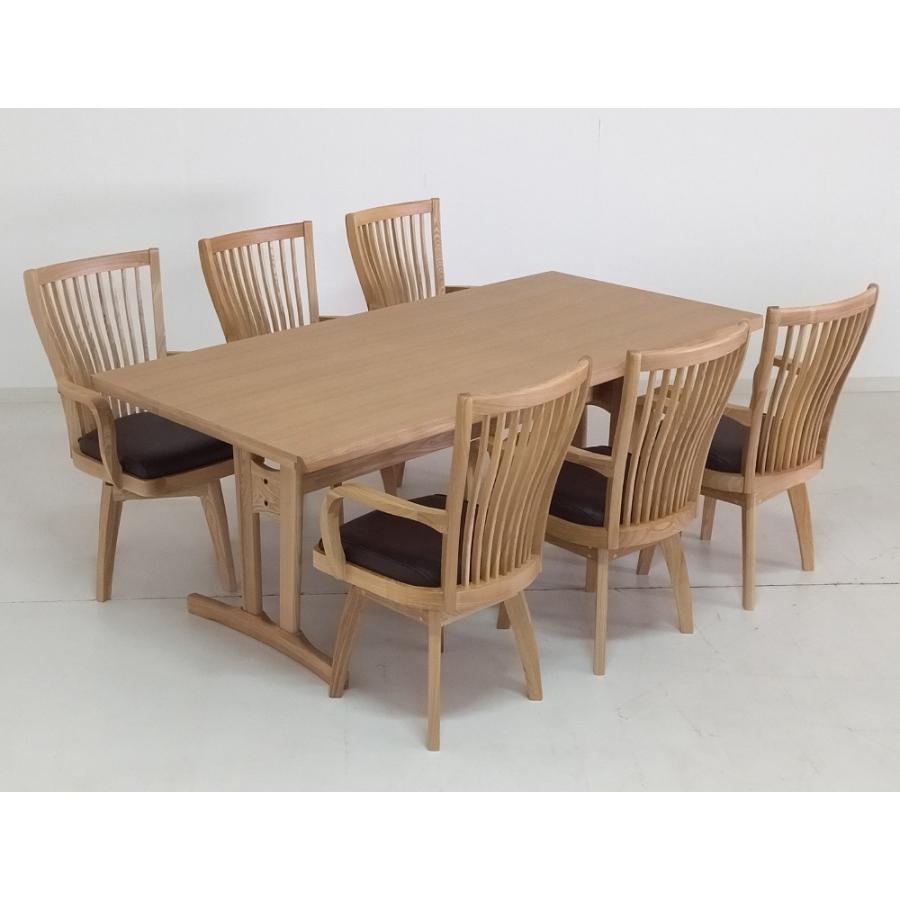 テーブル 机 ダイニングセット ダイニングテーブルセット タモ タモ天然木ダイニング同色7点セット（テーブル幅180cm＋回転チェア2脚セット